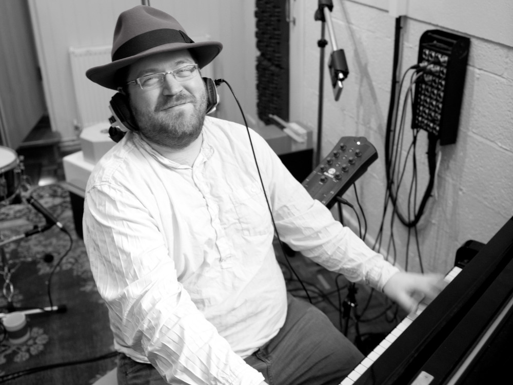 Piano recording in the studio at Woodworm Studios.