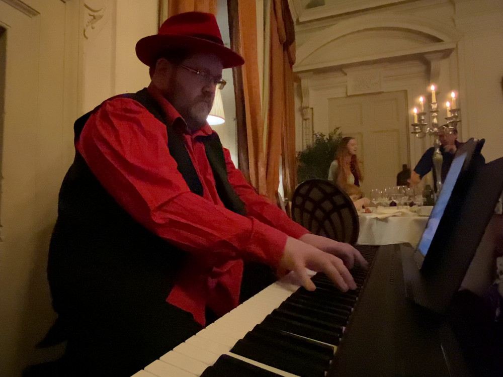 Piano at Coombe Abbey Hotel.