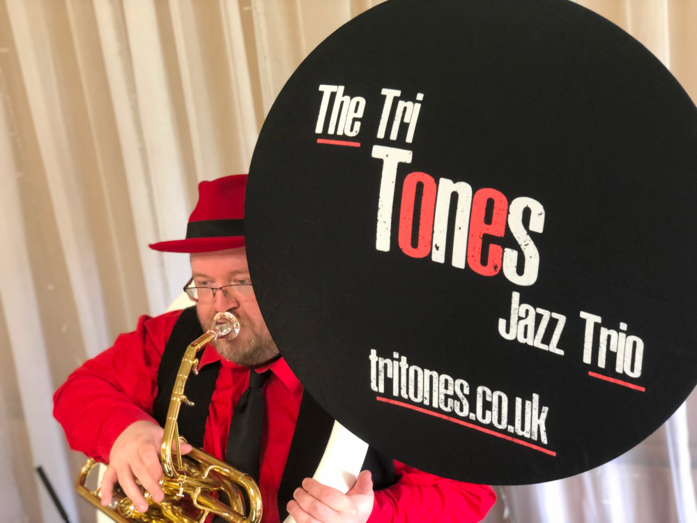 Sousaphone on a gig for Tri Tones Jazz.