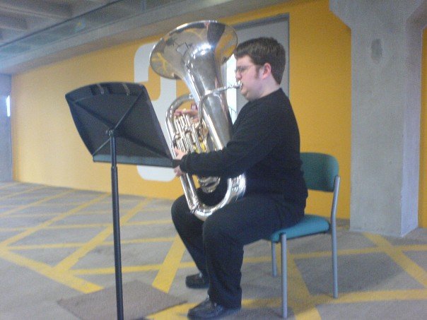 Tuba in a Manchester multi-storey car park.